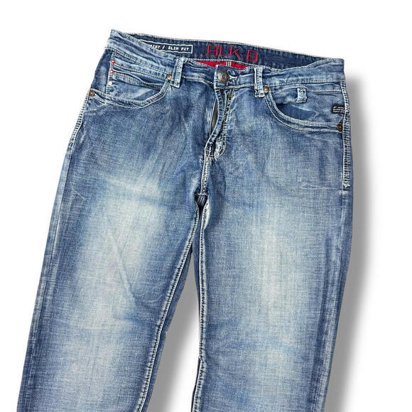 BLK.8 DNM Slim Fit Low Waist Distressed Jeans Light Wash 36x32 Straight Leg Blue - Picture 3 of 11